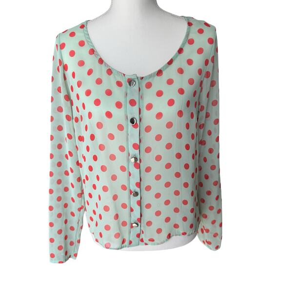 AKIRA CHICAGO Sheer Top Size Small Fairycore Sheer Polka Dot Cut Out Back - Picture 1 of 9